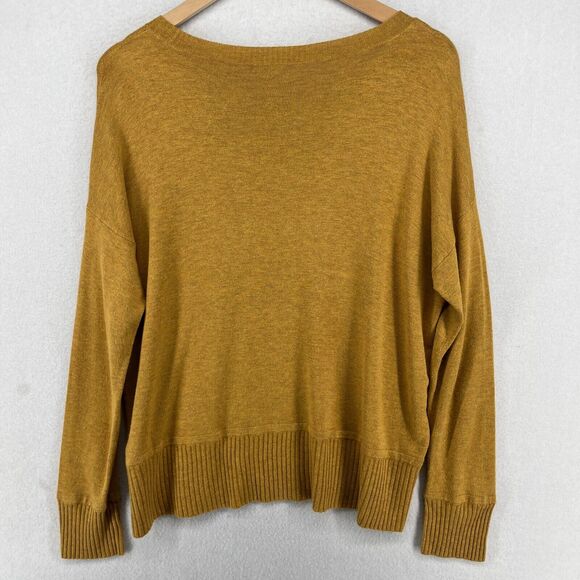 EILEEN FISHER Sweater XS Cozy Viscose Stretch Boat Neck Rib Trim Pullover Yellow - Picture 2 of 16
